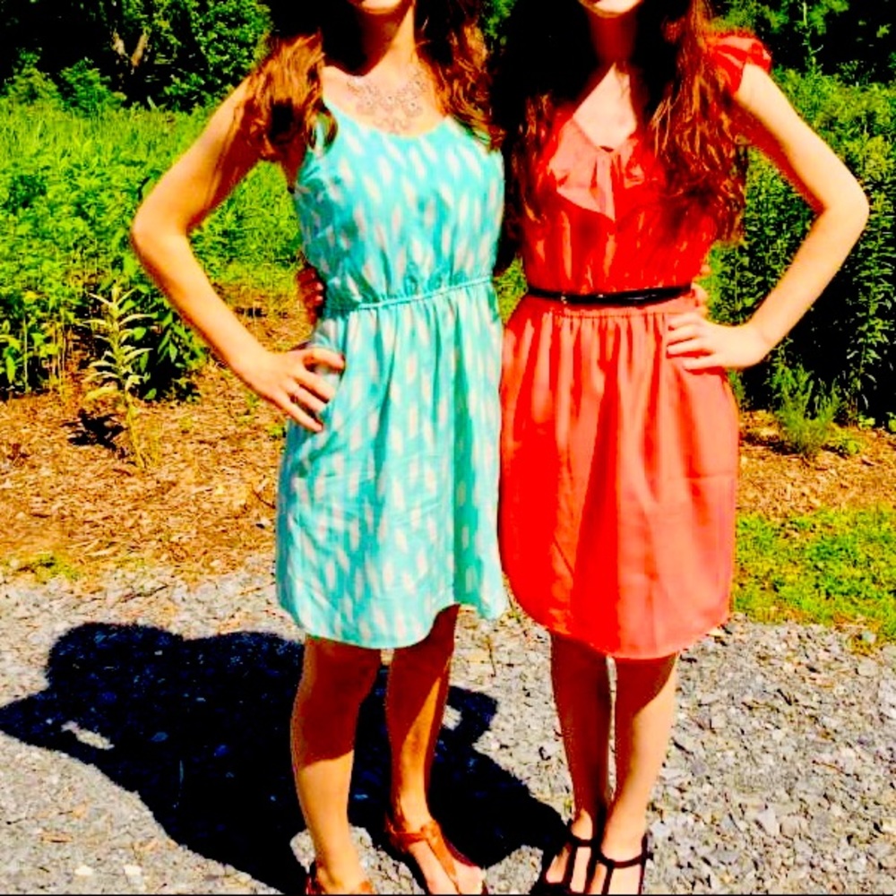 Urban Outfitters Teal Pattern Dress with Keyhole Back